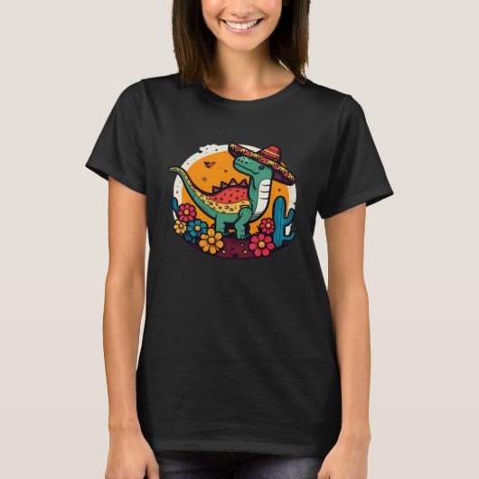 Mexican Rex Dinosaur Cinco De Mayo T-shirt (Voorkant)