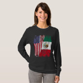 MEXICAN ROOTS Half-American Flag MEXICO T-shirt (Voorkant volledig)