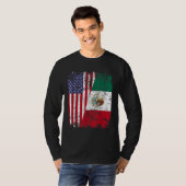 MEXICAN ROOTS Half-American Flag MEXICO T-shirt (Voorkant volledig)