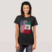 MEXICAN ROOTS Half-American Flag MEXICO T-shirt (Voorkant volledig)