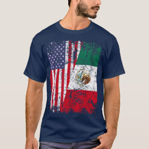 MEXICAN ROOTS T Half-American Flag MEXICO T-shirt