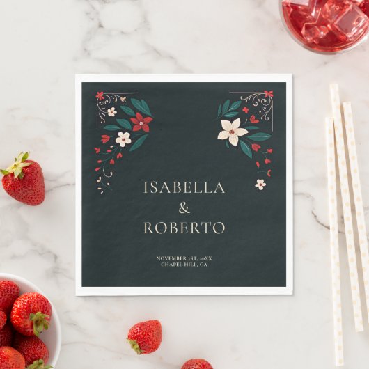 Mexican Rustic Elegant Christmas Red Wedding Servet (Insitu)