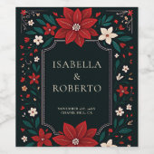 Mexican Rustic Elegant Christmas Red Wedding Wijn Etiket (Enkel label)