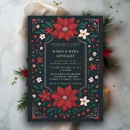 Mexican Rustic Elegant Floral Christmas Wedding Kaart