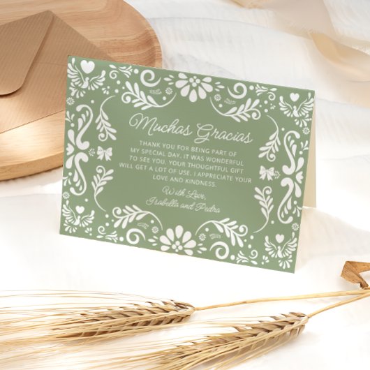 Mexican Sage Green Baby shower Bedankt Card