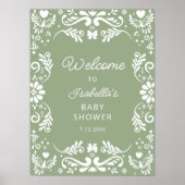 Mexican Sage Green Baby shower Welkom Poster (Voorkant)