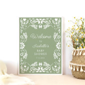 Mexican Sage Green Baby shower Welkom Poster