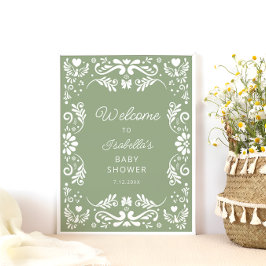 Mexican Sage Green Baby shower Welkom Poster