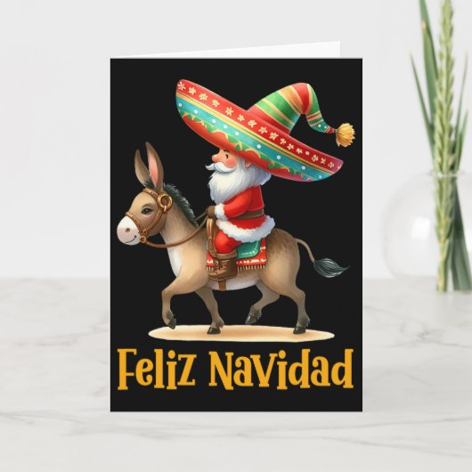 Mexican Santa Riding Donkey Christmas Navidad Mexi Kaart (Voorkant)