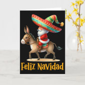 Mexican Santa Riding Donkey Christmas Navidad Mexi Kaart (Gele Bloem)