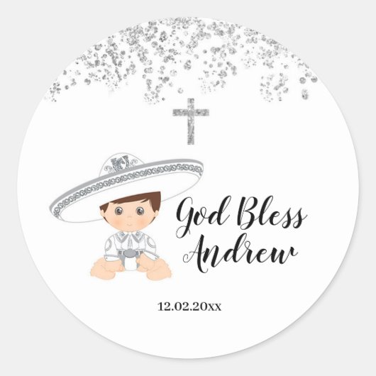 Mexican Silver Charro Baptism Sticker (Voorkant)