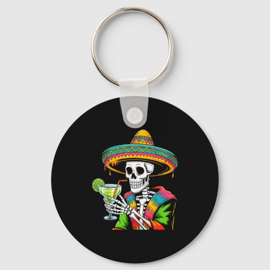 Mexican skelet hoed cinco de mayo mexicaans sleutelhanger (Voorkant)