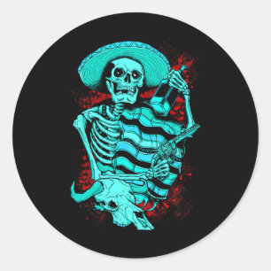 Mexican Skeleton Dead Pistolero Tequila Shirt Ronde Sticker