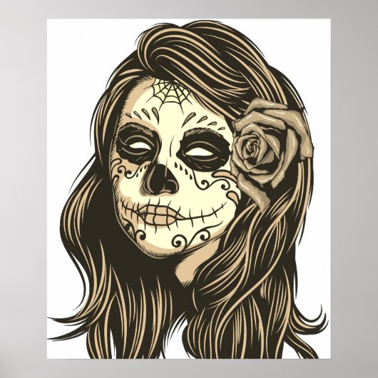 Mexican Skull Girl Poster (Voorkant)