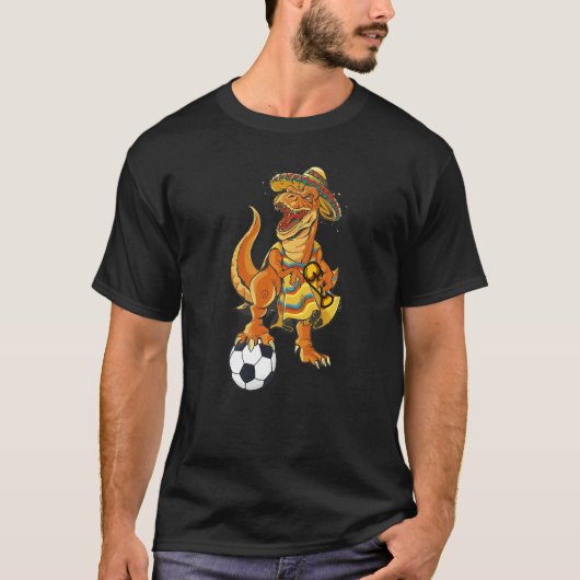 Mexican Soccer Rex Dinosaur Mexico Flag Futbol 202 T-shirt (Voorkant)