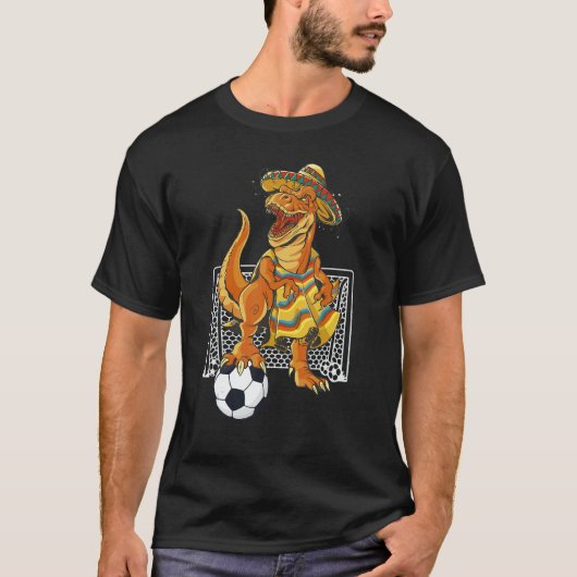 Mexican Soccer Rex Dinosaur Mexico Flag Futbol 202 T-shirt (Voorkant)