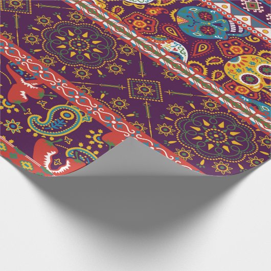 Mexican style traditional fabric patchwork abstrac cadeaupapier (Hoek)