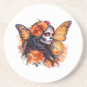 Mexican Sugar Skull Calavera Catrina Stone Coaster Zandsteen Onderzetter (Voorkant)