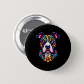 Mexican Sugar Skull Pitbull Dog Dia De Muertos Hal Ronde Button 5,7 Cm (Voorkant /achterkant)