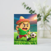 Mexican taco soccer player running across stadium briefkaart (Staand voorkant)