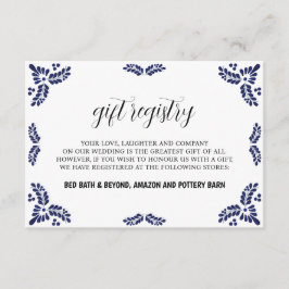 Mexican Talavera Black Floral Minimalist Wedding Informatiekaartje