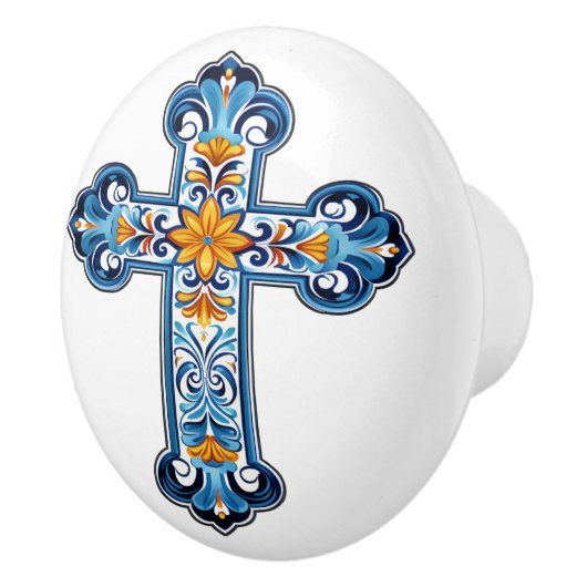 Mexican Talavera Cross Ceramic Knob Keramische Knop (Rechts)