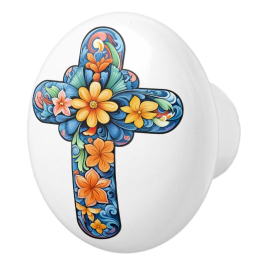 Mexican Talavera Cross Ceramic Knob Keramische Knop (Rechts)