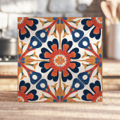 Mexican Talavera Floral Medallion Kobalt Sinaasapp Tegeltje