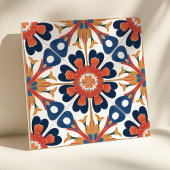Mexican Talavera Floral Medallion Kobalt Sinaasapp Tegeltje