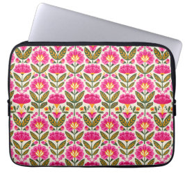 Mexican Talavera Flowers Retro Pink Botanical Laptop Sleeve