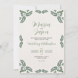 Mexican Talavera Green Floral Minimalist Wedding Kaart