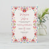 Mexican Talavera Majolica Colorful Floral Wedding Kaart (Staand voorkant)