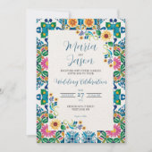 Mexican Talavera Majolica Sunflower Fiesta Wedding Kaart (Voorkant)