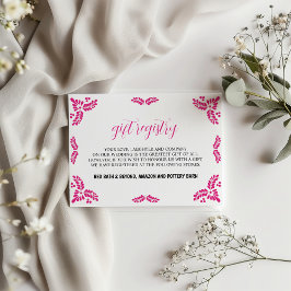 Mexican Talavera Pink Floral Minimalist Wedding Informatiekaartje