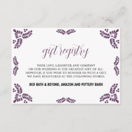 Mexican Talavera Purple Floral Minimalist Wedding Informatiekaartje