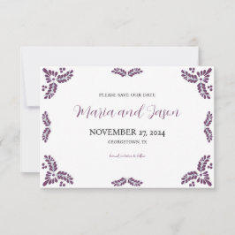 Mexican Talavera Purple Floral Minimalist Wedding Save The Date