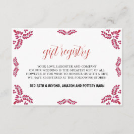 Mexican Talavera Red Floral Minimalist Wedding Informatiekaartje