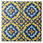 Mexican Talavera Spanish Azulejo Blue and Yellow Tegeltje (Voorkant)
