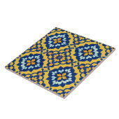 Mexican Talavera Spanish Azulejo Blue and Yellow Tegeltje (Zijkant)