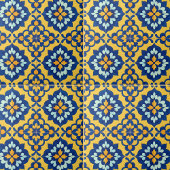 Mexican Talavera Spanish Azulejo Blue and Yellow Tegeltje