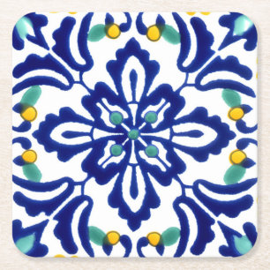 Mexican Talavera Terracotta Tegel Design No. 10 Kartonnen Onderzetters