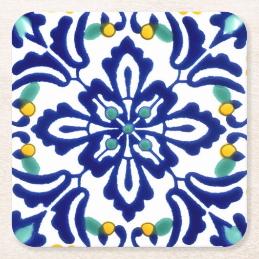 Mexican Talavera Terracotta Tegel Design No. 10 Kartonnen Onderzetters (Voorkant)