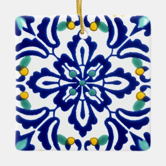 Mexican Talavera Terracotta Tegel Design No. 10 Keramisch Ornament (Voorkant)