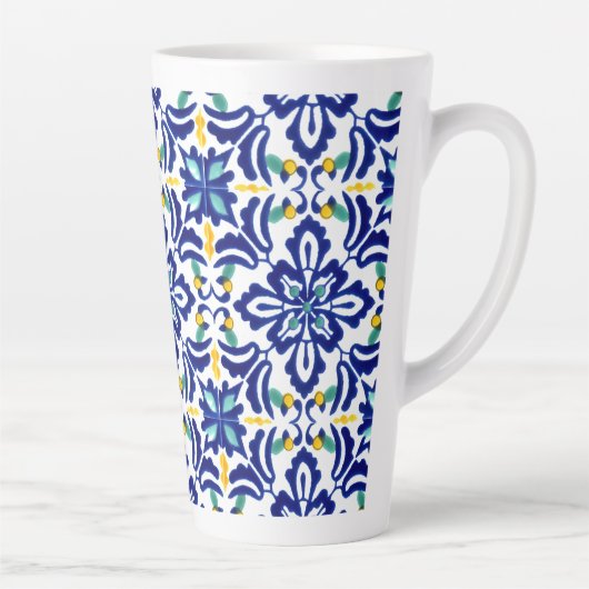 Mexican Talavera Terracotta Tegel Design No. 10 Latte Mok (Rechts)