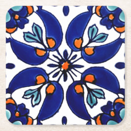 Mexican Talavera Terracotta Tegel Design No. 1 Kartonnen Onderzetters