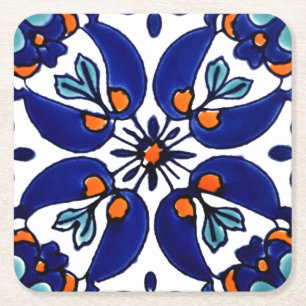 Mexican Talavera Terracotta Tegel Design No. 1 Kartonnen Onderzetters