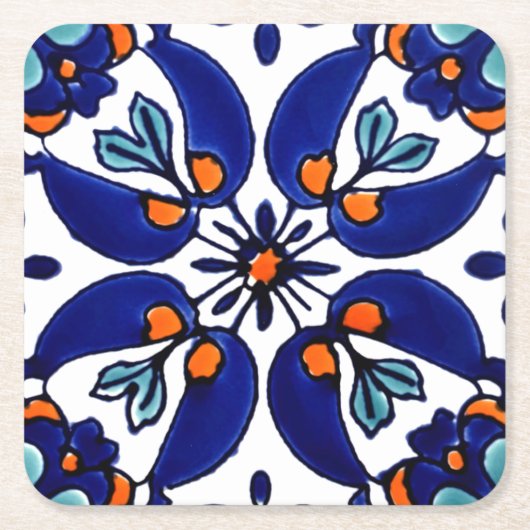 Mexican Talavera Terracotta Tegel Design No. 1 Kartonnen Onderzetters (Voorkant)