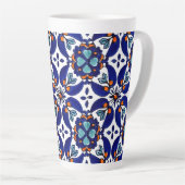 Mexican Talavera Terracotta Tegel Design No. 1 Latte Mok (Rechterhoek)