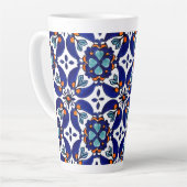Mexican Talavera Terracotta Tegel Design No. 1 Latte Mok (Linkerhoek)