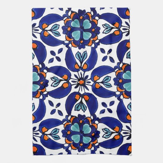 Mexican Talavera Terracotta Tegel Design No. 1 Theedoek (Verticaal)